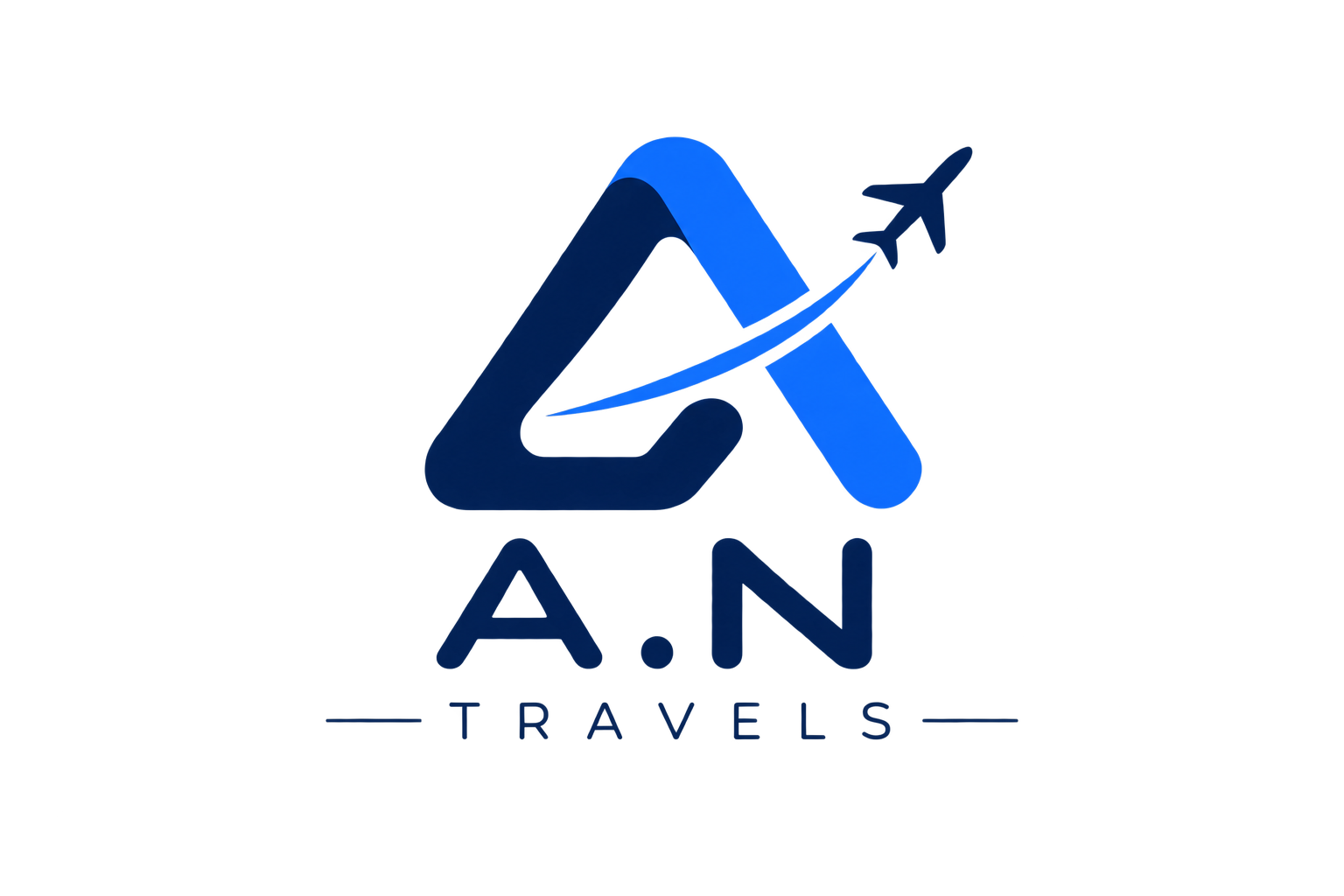 Glowing blue A.N Travels logo artwork